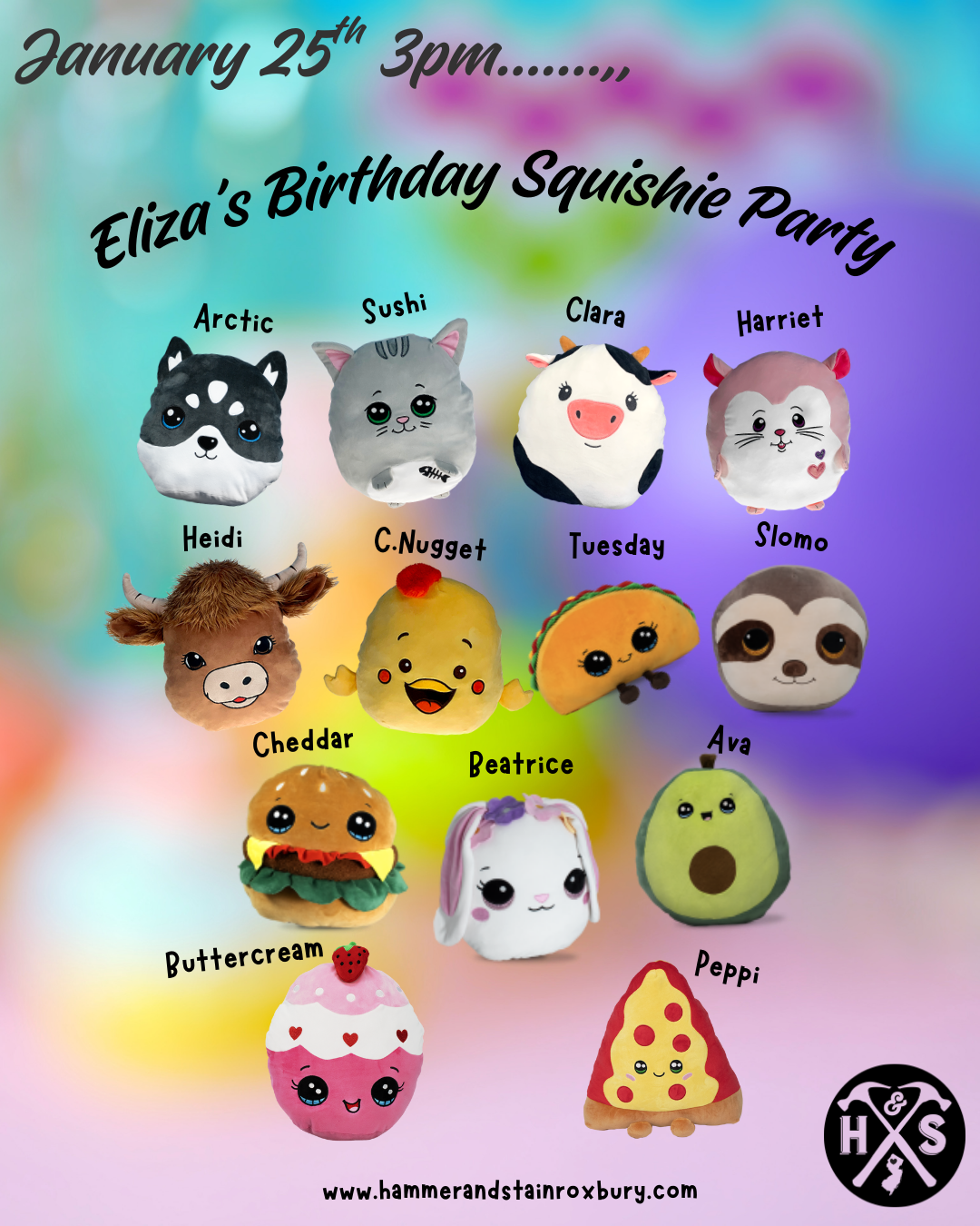01/25 3pm Eliza's "Squishie" Birthday Party