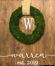 3/28 6pm Personalized Rustic Moss Wreath Sign