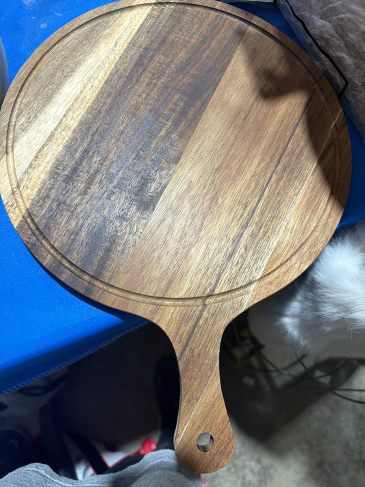 Wood tray w/ handle 12”