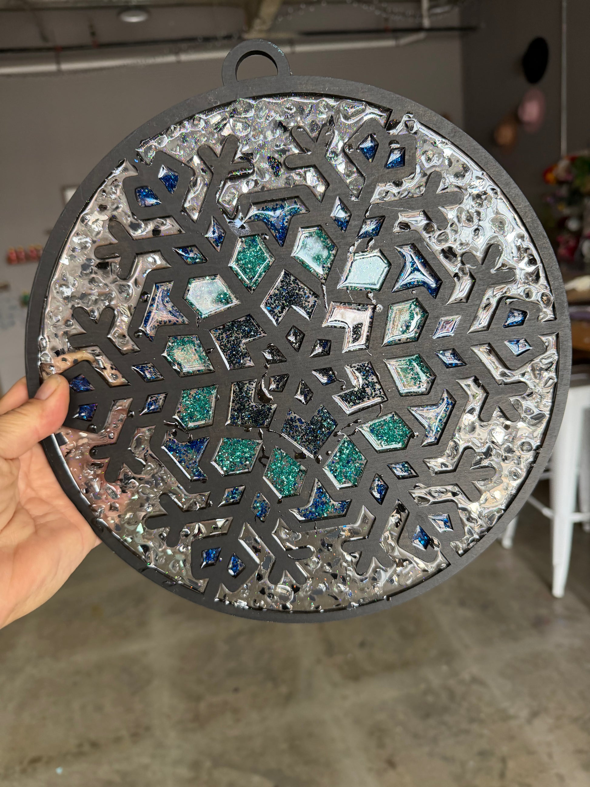 Faux Stained Glass Snowflake project from Hammer & Stain Roxbury