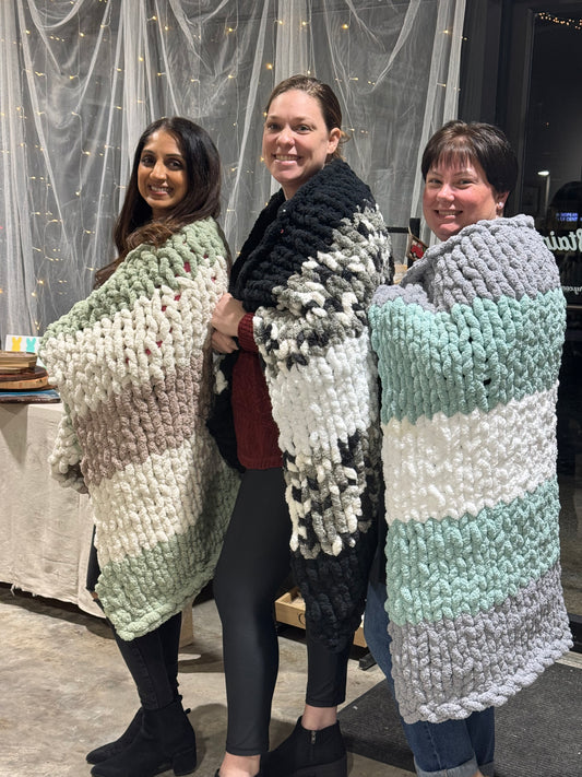 09/06 2pm First Chunky Hand Knit Blanket Workshop of the Season!