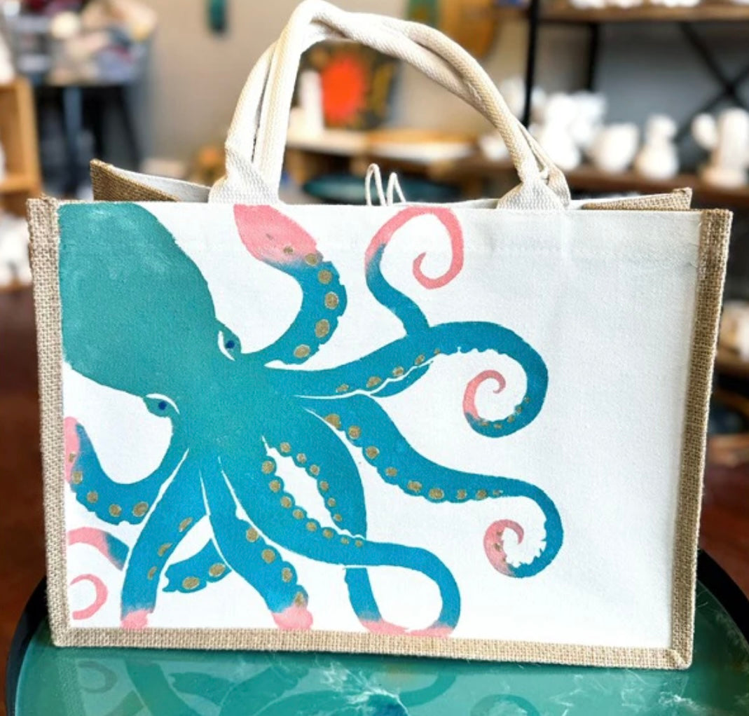 07/30 6pm Painted Burlap Beach Bag