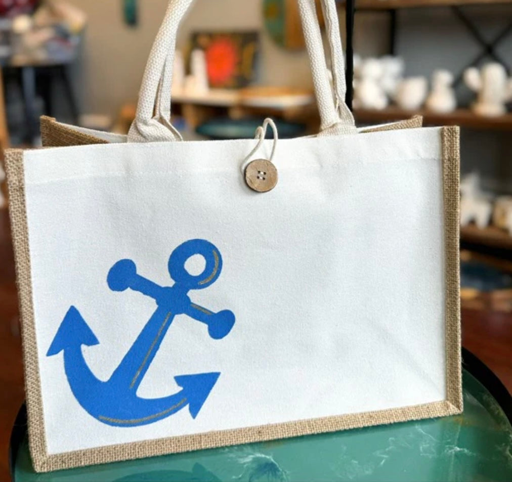 07/30 6pm Painted Burlap Beach Bag