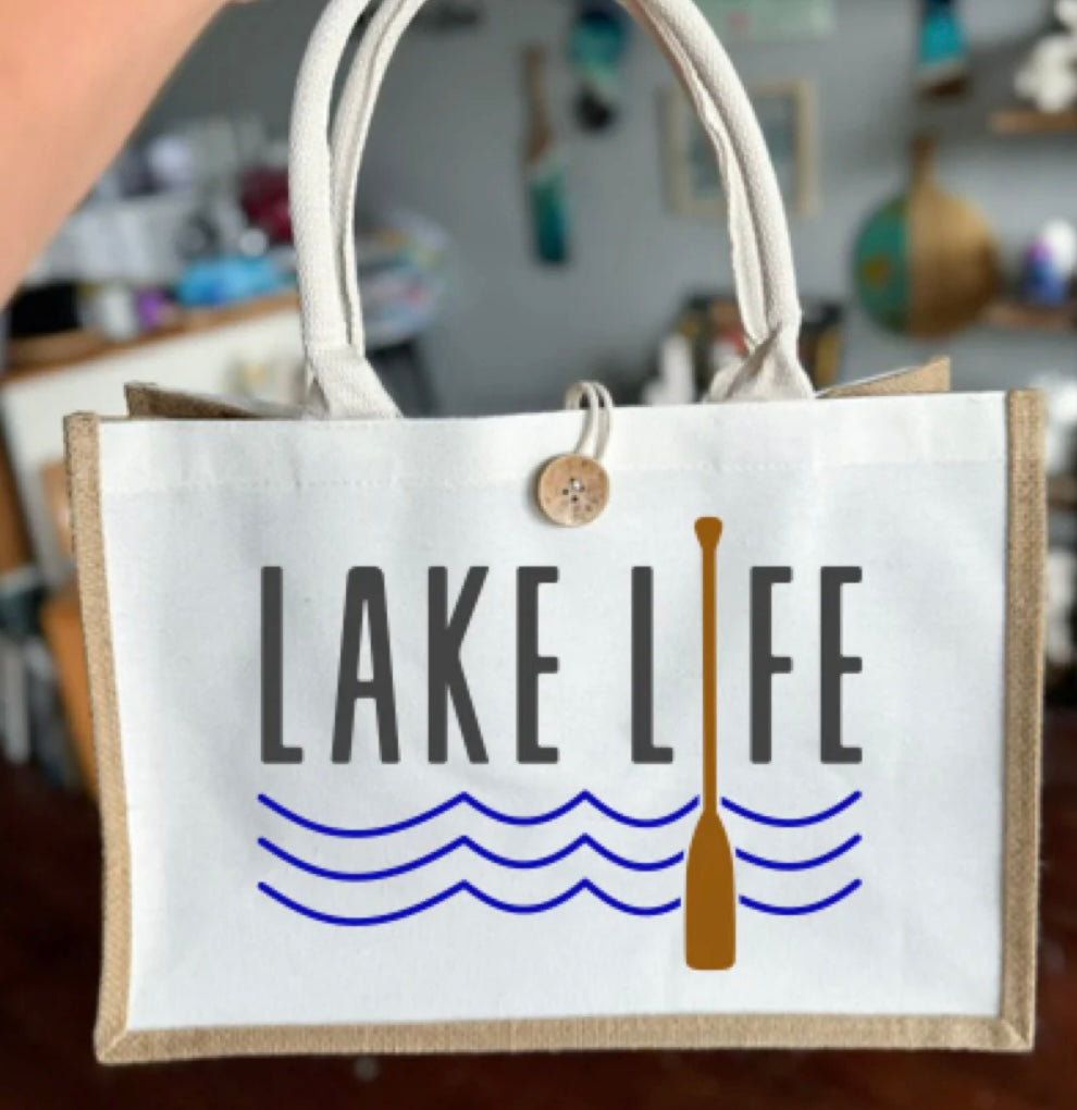 07/30 6pm Painted Burlap Beach Bag