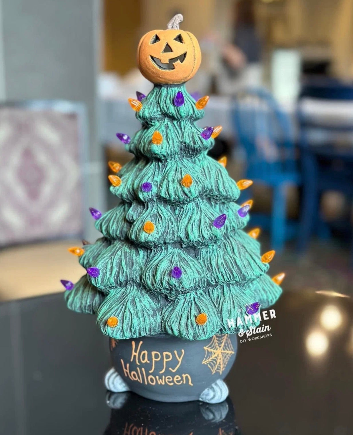 10/07 6pm  Light up Ceramic Halloween Trees